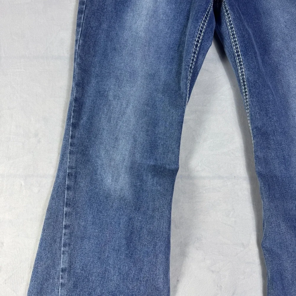 NWT True Religion Joey Womens Flare Jeans Blue Denim Mid Rise Flap Pockets 29‎